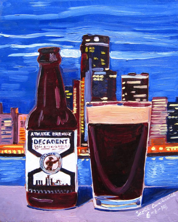 Beer Painting of Decadent Dark Chocolate Ale by Atwater Brewery Year of Beer Paintings