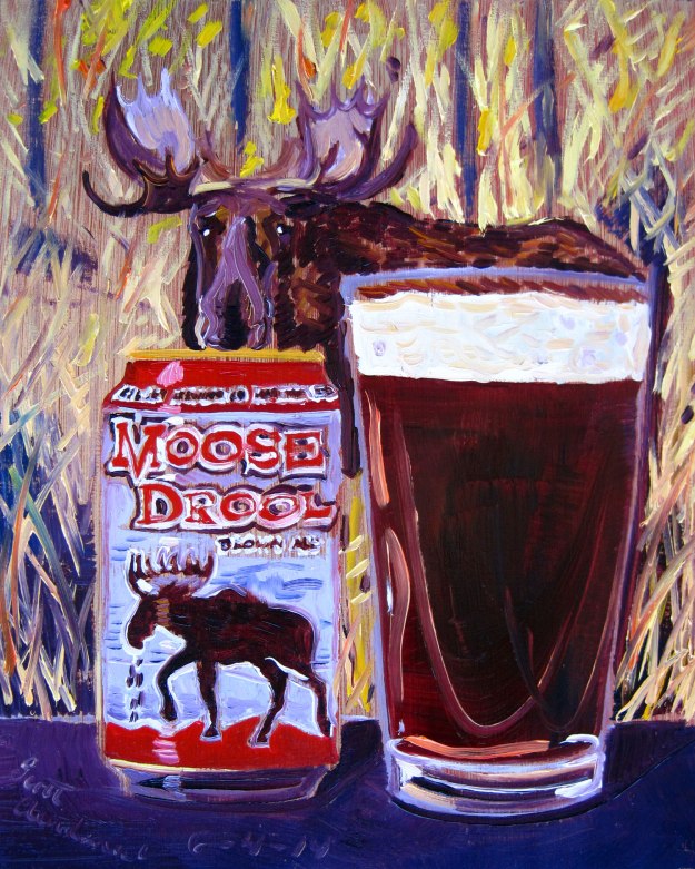 Beer Painting of Moose Drool Brown Ale by Big Sky Brewing Co Year of Beer paintings