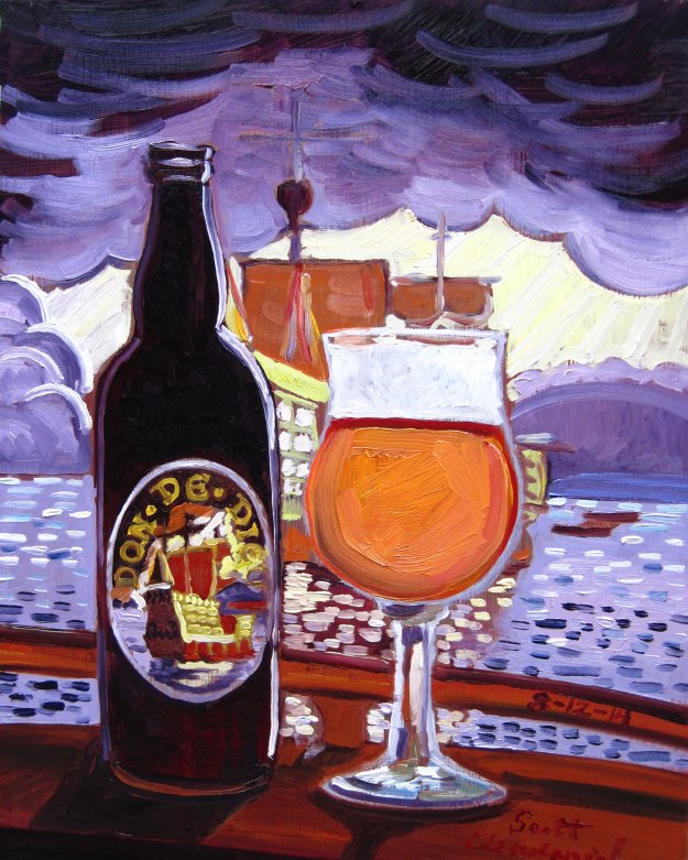 Beer Painting of Don de Dieu by unibroue year of beer paintings scott clendaniel