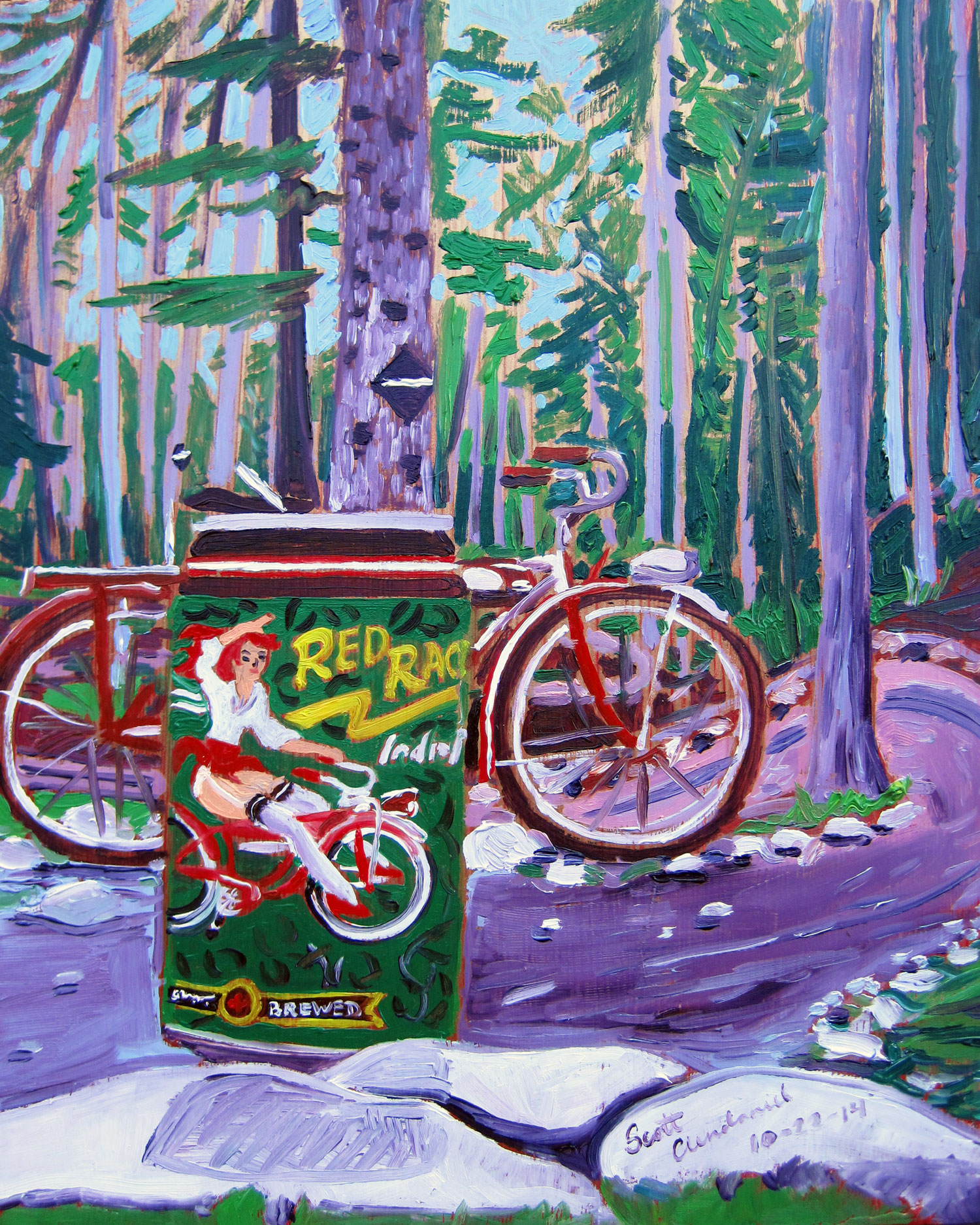 Beer Painting of Red Racer IPA by Central City Brewing Year of Beer Paintings Scott Clendaniel