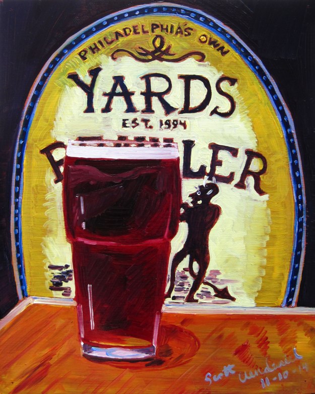 beer painting of Brawler Ale by Yards Brewing Year of Beer Paintings Scott clendaniel