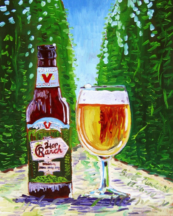 Year of Beer 12.16. Hop Ranch Imperial IPA by Victory Brewing Co. Oil on panel, 8"x10".