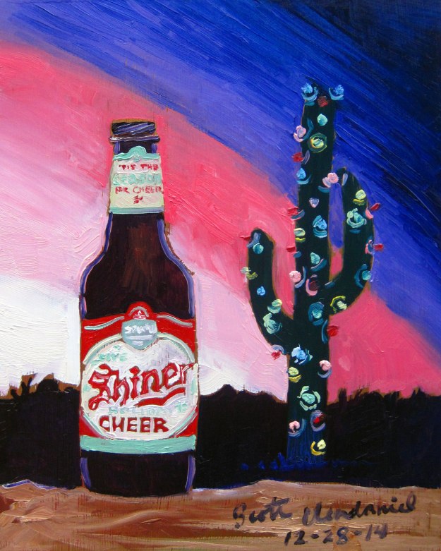 Craft Beer oil painting of shiner holiday cheer spoetzl brewery year of beer paintings scott clendaniel
