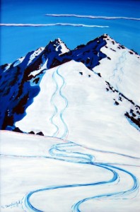 Skiing in Alaska painting