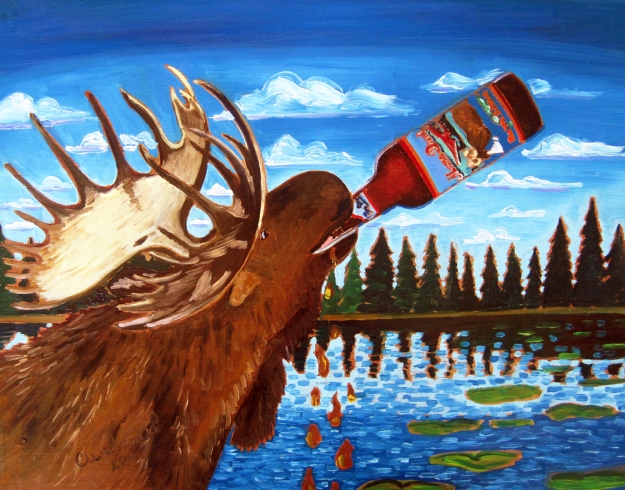 Thirsty Thursday Beer Painting #79 by Scott Clendaniel. June 30, 2016. Moose Drool Brown Ale by Big Sky Brewing Co. 11"x14", oil on panel.