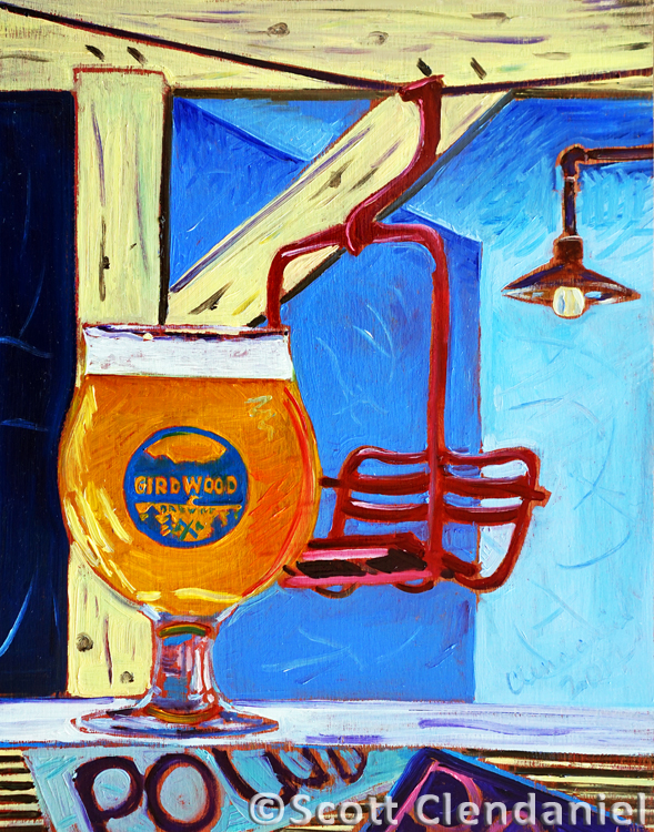 Painted live at Girdwood Brewing Company. Oil on panel. 8"x10". By Scott Clendaniel.