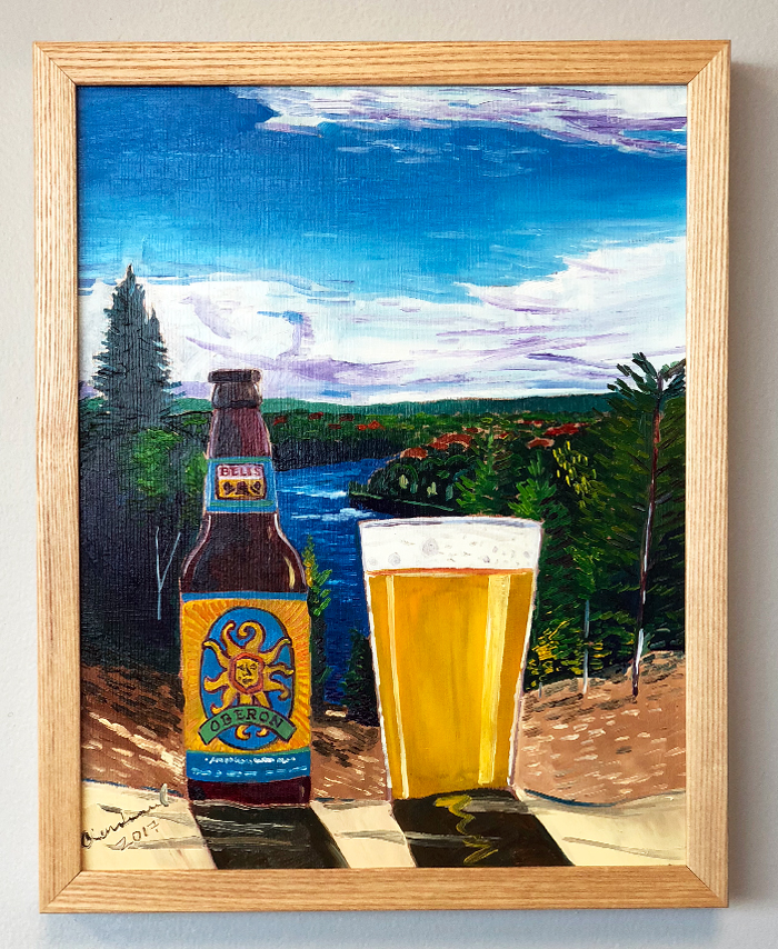 Oberon custom beer painting. 11"x14", oil on panel.