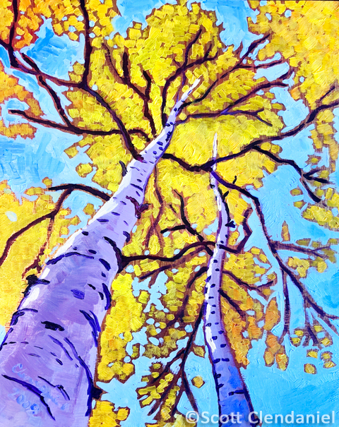 Scott Clendaniel Alaska artist birth tree oil painting